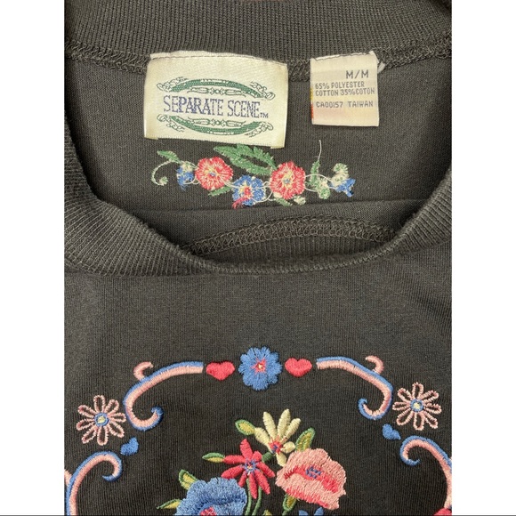 Vintage Embroidered Floral Sweater - Medium - Picture 6 of 6